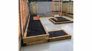 Hard landscaping project with paved patio