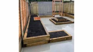 Hard landscaping project with paved patio