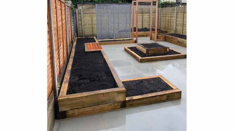 Hard landscaping project with paved patio