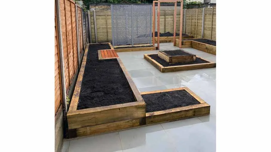 Hard landscaping project with paved patio