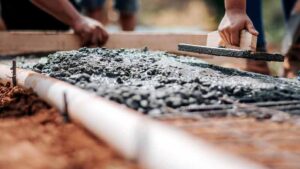 Hard landscaping project with paved patio and retaining walls