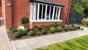 Soft landscaping with planting design and floral borders